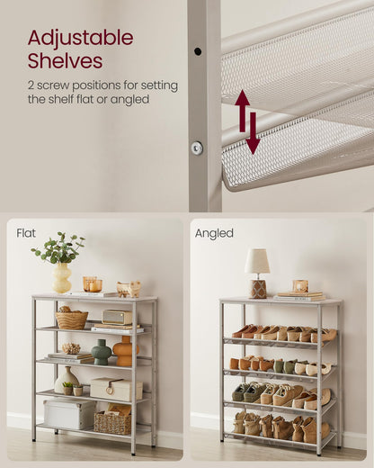 VASAGLE Shoe Rack for Entryway, Freestanding, Adjustable, Industrial