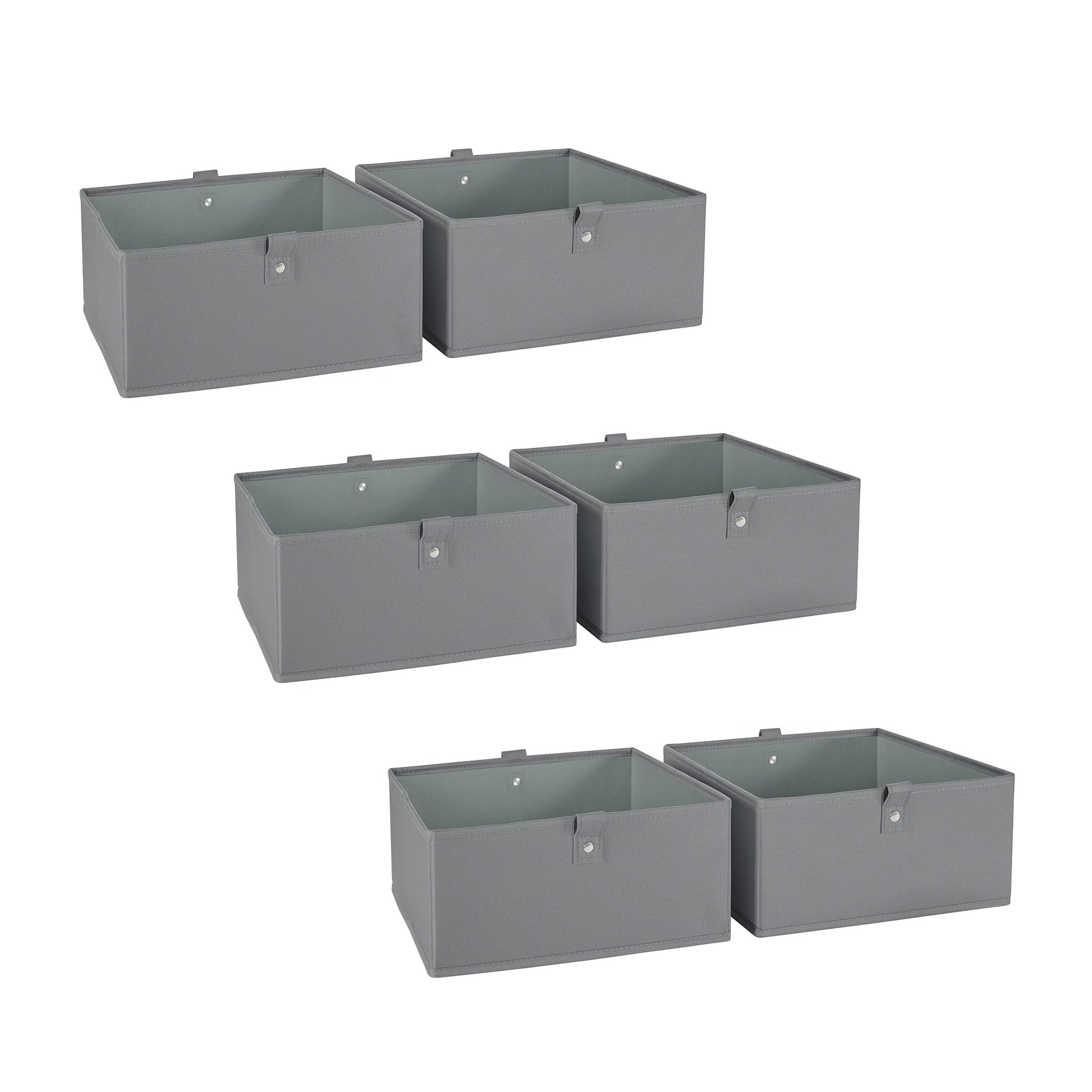 RiverRidge Folding Storage Bins - 6-Pack of 5in Tall Gray Cubes