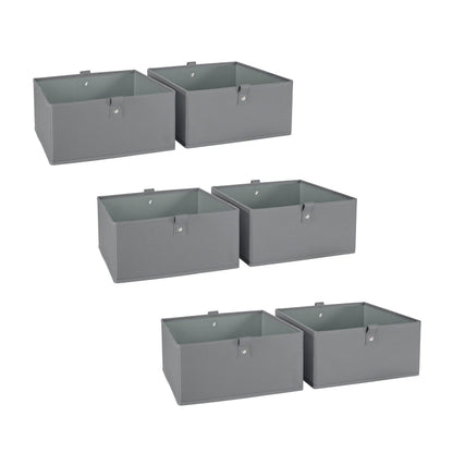 RiverRidge Folding Storage Bins - 6-Pack of 5in Tall Gray Cubes