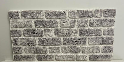 Dundee Deco 3D Wall Panels Faux Brick - Cladding White Grey Stone Look Wall Paneling, Styrofoam, Sample, Size 10 x 10 in.
