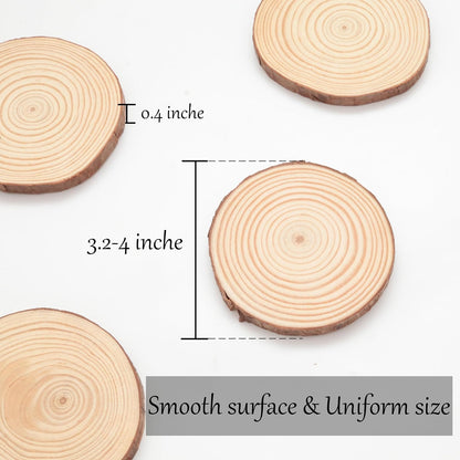 Unfinished Natural Wood Slices - 3.2-4 Inch Wood Circles (50 pcs) for Crafts, DIY Christmas Ornaments, Art & Painting