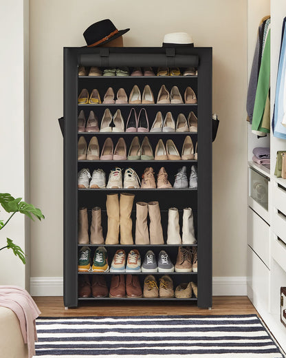 SONGMICS 10-Tier Shoe Rack, Shoe Storage Cabinet with Dustproof Cover, Free-Standing Shoe Storage