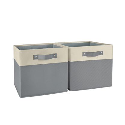 RiverRidge Two-Tone Folding Storage Bins - 2-pack of 10in Tall Gray Cubes