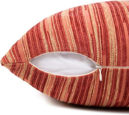 Yeiotsy Pillow Cases Bohemia, Pack of 2, Modern Striped Throw Pillow Covers Geometric Cushion Covers for Sofa Holiday Party Decoration (Red, 18 X 18 Inches)