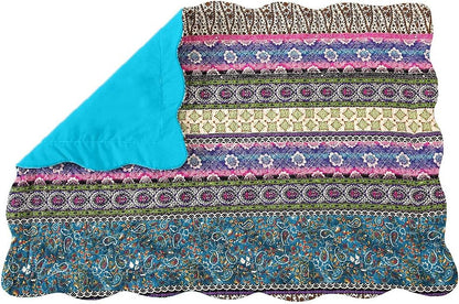 NEWLAKE Quilted Cotton Bed Pillowcases, Striped Jacquard Style, 2 Pieces, 20x27 Inch