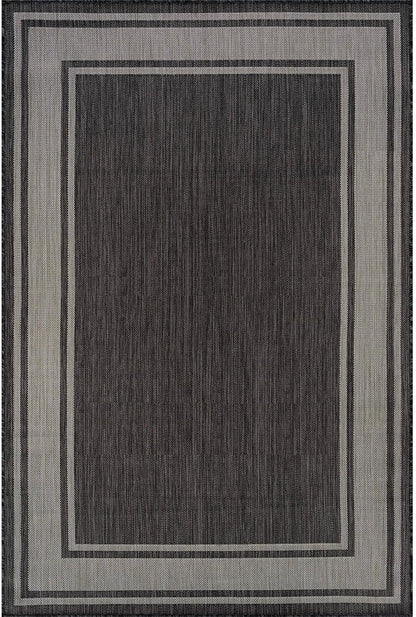 Beverly Rug Large Outdoor Rug 9x12 Modern Bordered Area Rugs for Indoor and Outdoor Patio Deck Porch Garden Waterproof Weather Sun Resistant Washable Outside Carpet (9 x 12 Dark Gray)