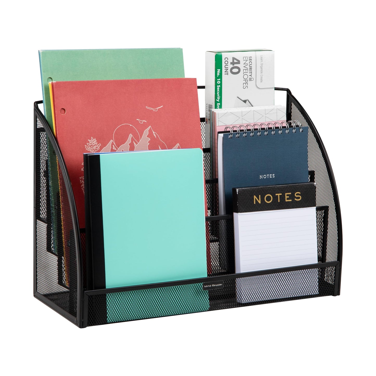 Mind Reader 4-Tier Mail Sorter, Desktop Organizer, File Storage, Magazine, Office, Metal Mesh