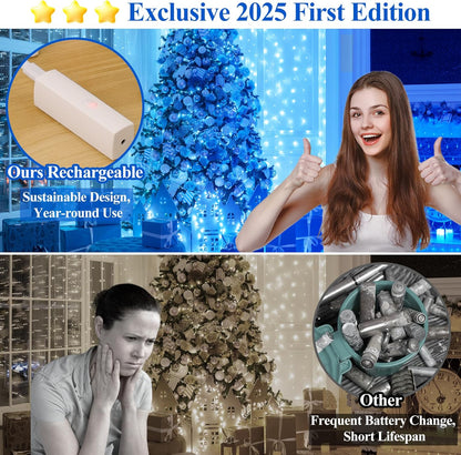 Lakumu LED String Lights Battery Operated, Twinkle Lights with Timer, Mini Rechargeable Fairy Lights for Bedroom, Christmas Decorations, Wedding, Vine, Centerpiece Table Decor (5M/16FT Blue)