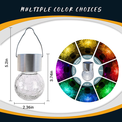 GIGALUMI 16 Pack Solar Outdoor Lights - Hanging Lights for Christmas Decoration - Cracked Glass, Waterproof for Garden, Yard, Fence, Tree (Cold White)