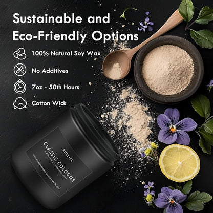 Classic Cologne Candle | Candles for Men - Men's Cologne Scent, Gifts for Men - Soy Candles for Home Scented, Aromatherapy Candle Home Fragrance Decor - 7oz Black Jar, Long Lasting