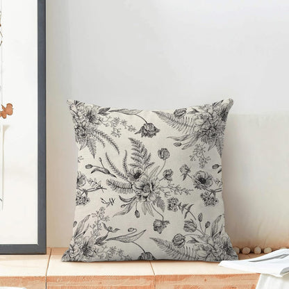 CXMEIFLY Spring Floral Leaves Pillow Covers 24 x 24 Inch Set of 2 for Chinoiserie Flowers Decor Throw Pillows Black and White Seasonal Plant Outdoor Decorative Cushion Cases for Couch Bed Decorations