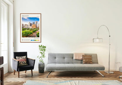 StudioUBILA Houston Wall Art Poster, Decorative Cityscape Landscape Art Prints, Home Decor Wall Art Print for Bedroom Living Room Kitchen Decorations, Unframed
