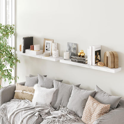 BAMEOS Floating Shelves,40 in W x 8in D Wall Mounted Wooden Shelves with Invisible Brackets Set of 2, Hanging Wall Shelves Decoration for Bedroom, Bathroom, Living Room and Kitchen