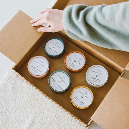 Calyan Wax Co. Scented Candle Gift Set, The Dignity Series Set of 6 Aromatherapy Soy Candles, Non Toxic & Vegan Soy Wax, Glass Jar Candles, 35 Hour Burn Time, 7oz Each