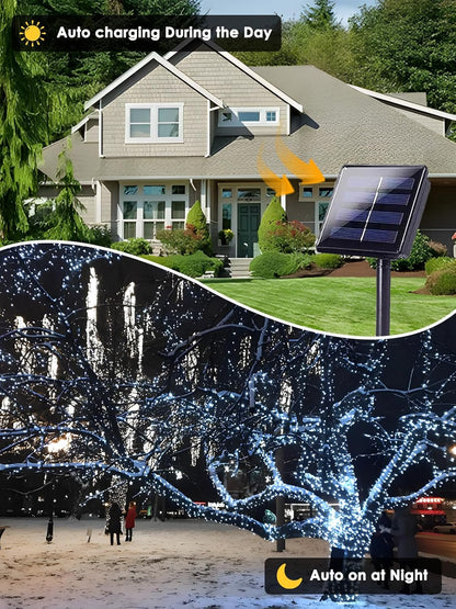 6 Pack 600 LED Solar String Lights for Outside, Solar Christmas Lights Outdoor with 8 Lighting Modes, Waterproof Green Wire Solar Powered Tree Light for Xmas Party Yard Garden Decorations (Cool White)