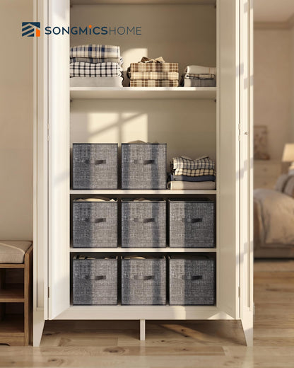 SONGMICS HOME Foldable Storage Cubes Set of 8, Fabric Shelf Organizer Bins with Handles, Closet