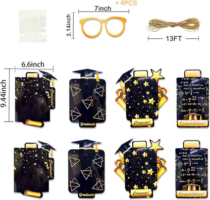 pinkblume Graduation Party Decorations Black and Gold Grad Photo Banner Congrats Grad Photograph Bunting Garland for 2025 Graduation Celebration Party Decorations Supplies