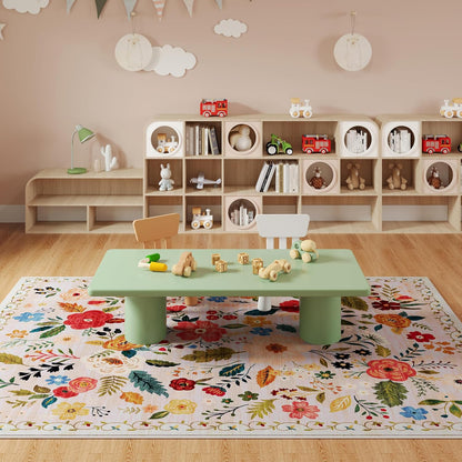 Area Rugs 8x10 Rug for Living Room Clearance Washable Boho Area Rug Non Slip Floral Vintage Low Pile Large Rug for Living Room, Bedroom, Farmhouse, Dining Room, Kids Playroom(Beige)