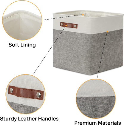 DULLEMELO 13 inch Fabric Storage Cubes 4 Pack Foldable Baskets/Bins for Home Office Organizer Closet, Shelves, Toy, Nursery