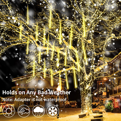 Christmas Meteor Shower Rain Lights, 10 Tube 12 Inch 240 LEDs Icicle Outdoor Raindrop for Xmas Halloween Wedding Party Tree Holiday Decoration, Warm White