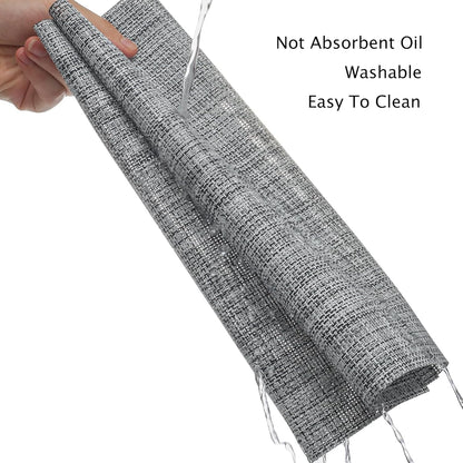 Myir JUN Placemats Set of 6, Vinyl Woven Placemats Place Mats Indoor Washable Table Mats Non-Slip Place mats for Dining Table (Light Gray, Set of 6)