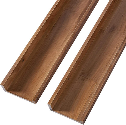 AZSKY Light Walnut Color Wood Wall Floating Shelves for Wall 36 Inch Bookshelf Wall Mount Picture Photo Frames Display Rack with Ledge Decorative Storage Shelves a Set of 2