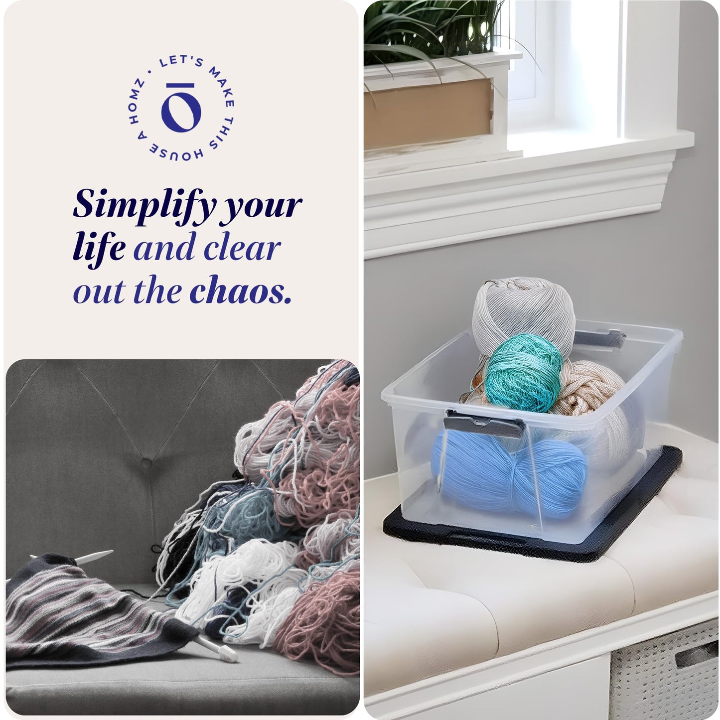 HOMZ 4-Pack Secure Latch, Clear Plastic Storage Organizer Bins, 15 Quart, Gray Lid - Stackable