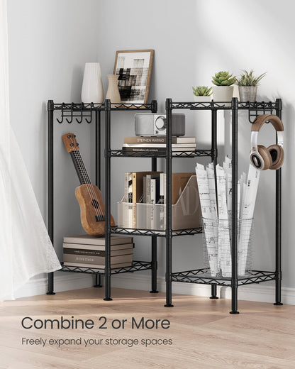 SONGMICS Storage Shelf, Bathroom Shelf for Small Space, 3 Tier, Ink Black