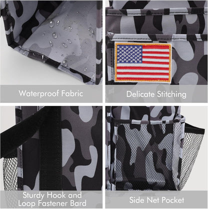 Surblue Bedside Caddy Hanging Organizer Storage Bag Pocket for Bunk, Hospital, College Dorm Rooms, Baby Bed Rails, Camp - 8 Pockets (Large, City)