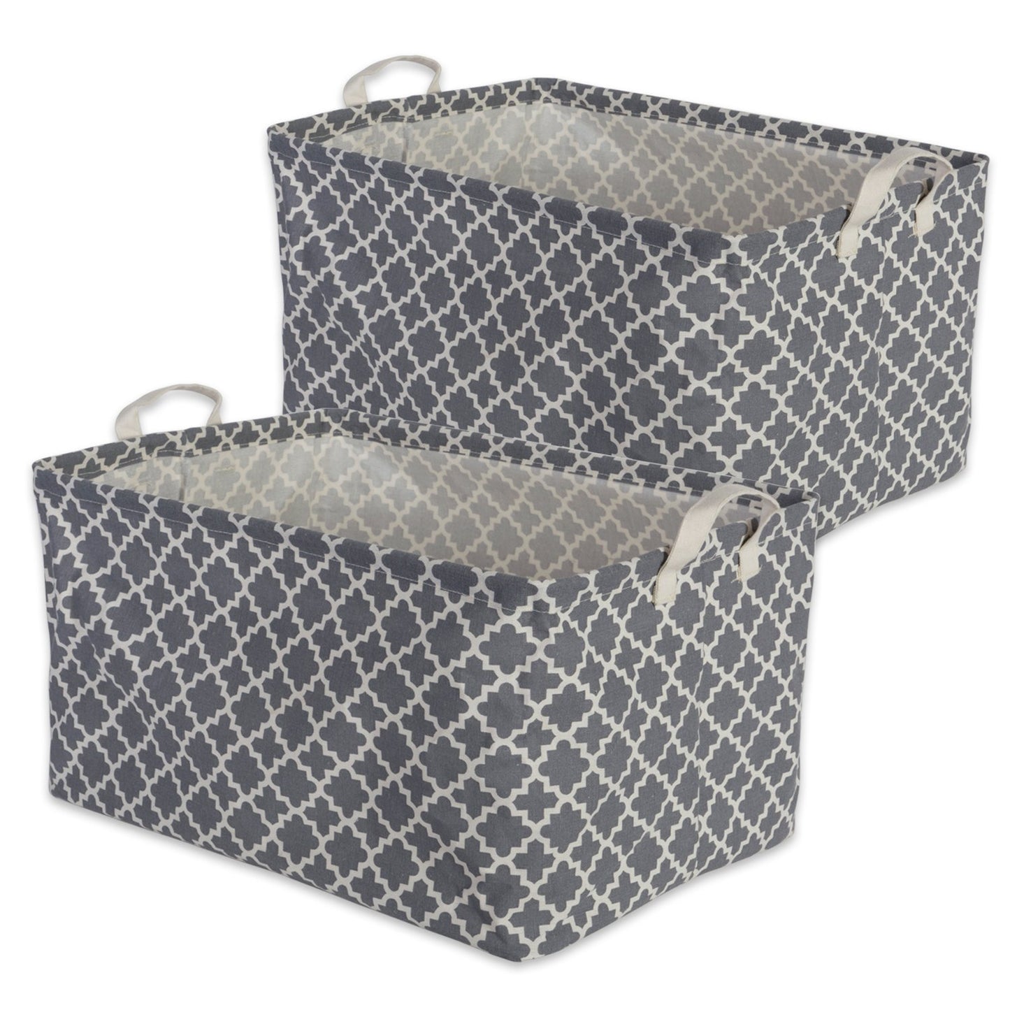 DII Laundry Storage Collection, PE Coated Collapsible Bin with Handles, Gray Lattice, Extra-Large