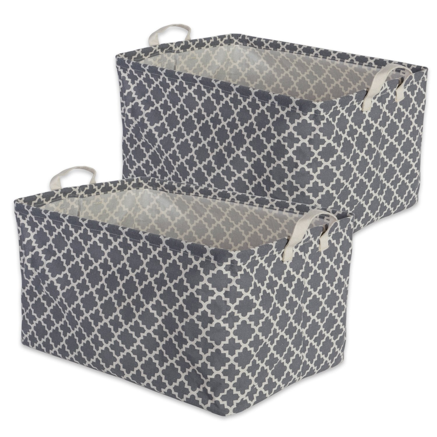 DII Laundry Storage Collection, PE Coated Collapsible Bin with Handles, Gray Lattice, Extra-Large