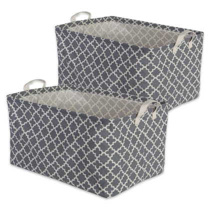 DII Laundry Storage Collection, PE Coated Collapsible Bin with Handles, Gray Lattice, Large Set