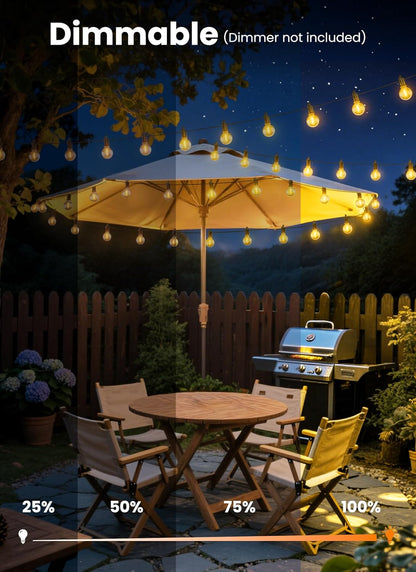 LED Outdoor String Lights, 150FT 75+2 Shatterproof Bulbs Outdoor Patio Lights, IP65 Waterproof Connectable Hanging Outside Light for Backyard, Porch, Deck, Balcony, 2200K