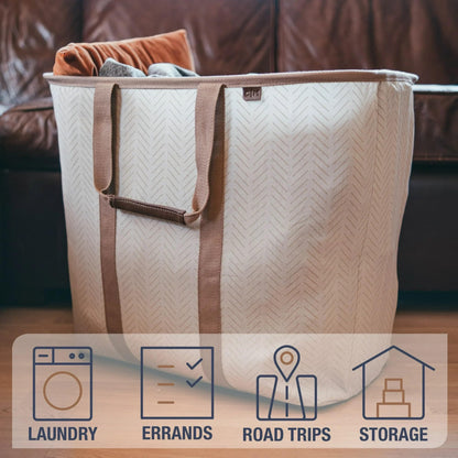 CleverMade Collapsible Laundry Caddy LUXE, 64L Pop-Up Hamper, 2 Pack, Navy