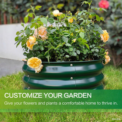 GARDMAX 2x2x1FT Galvanized Round Raised Garden Bed Kit, Metal Planter Boxes Outdoor with Easy Assembly, Large Garden Bed for Vegetables, Fruits, Flower, Herbs Dark Green