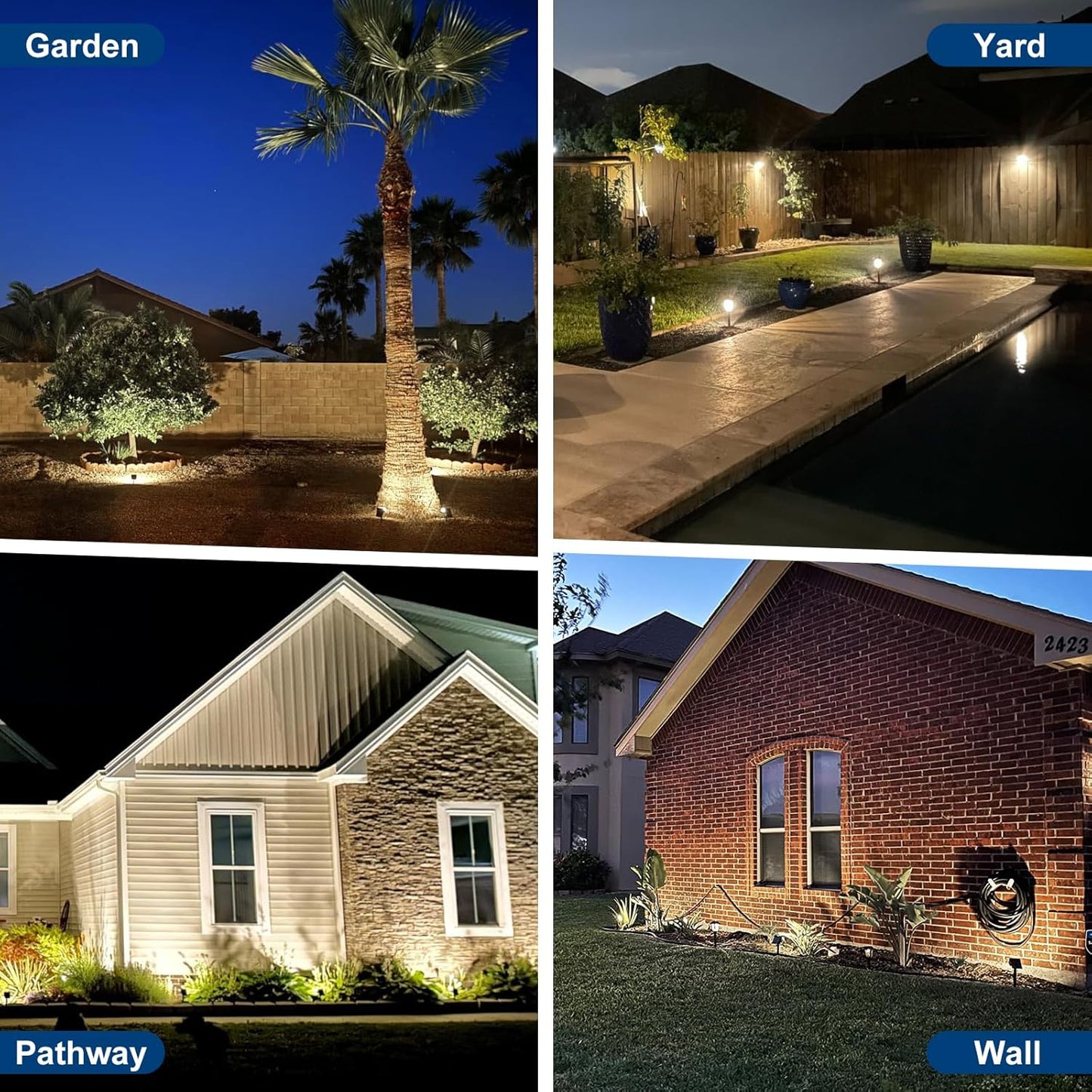 Solar Spot Lights Outdoor, 10 Pack Outdoor Solar Lights for Yard Waterproof, 4 Lighting Modes Solar Landscape Spotlights, Auto On/Off Solar Powered Flood Lights Garden Pathway (Cool White)