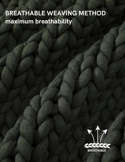 YnM Chunky Throw Blanket, Medium-Weight, Hand Knitted, Skin Friendly, Ventilated and Breathable, Machine Washable, Home Décor Piece for Couch, Sofa and Bed (Olive, 60x80 Inch)