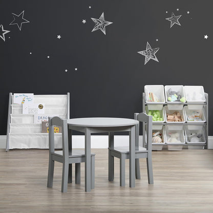 Humble Crew 9-Bin Toy Organizer – Inspire Grey with White Plastic Bins, 3-Tier Storage Solution for Kids' Playrooms and Nurseries