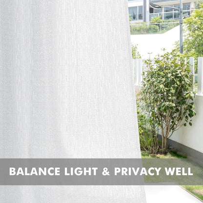 HolidayIdeas 4 Panels Linen Outdoor Curtains for Patio Waterproof White Curtains 84 Inch Length-Outside Curtains Weatherproof, Privacy for Pergola, Porch, Gazebo-54 Wide x 84" Long