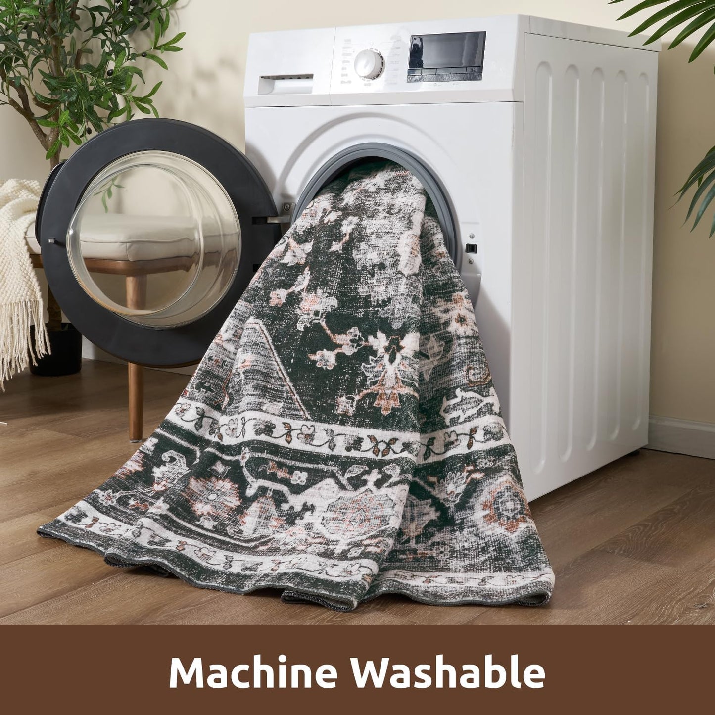 AMOAMI-2X3 Small Rug-Washable Rugs Entryway Mat Indoor-Soft Vintage Non Slip Rugs for Kitchen Laundry Room Bathroom Dark Grey & Black Decorative Accent Rug for in Front of Sink 24 Inch x36 Inch