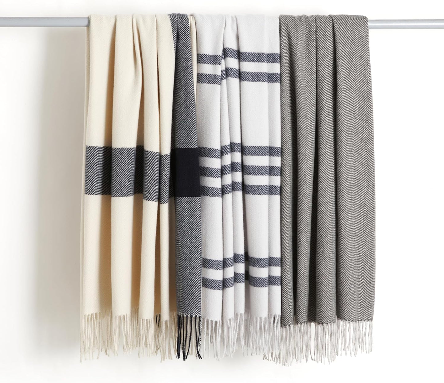 Amazon Basics Cozy Room Décor Throw Blanket, Lightweight, Recycled Polyester, Dark Gray and Light Gray Herringbone, 50"x 60"