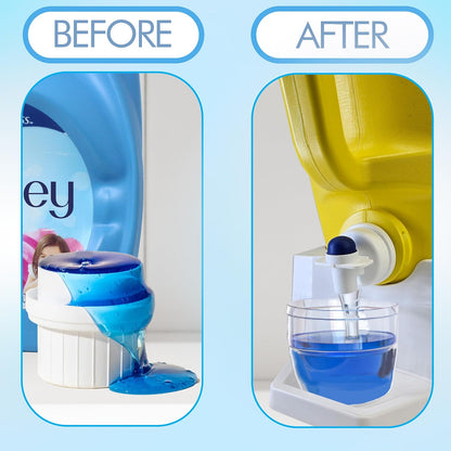 TidyFriend Laundry Detergent Dispenser with Tray & Strap, Laundry Soap Dispenser with Non-Slip Rubber Feet for Washing Room Organization, Easy Pour (White)