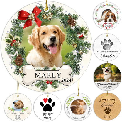 Personalized Christmas Ornaments,Double-Sided Ceramics Picture & Photo Custom Dog Cat Pet Ornament,Dog 1st Ornament 2025,Customized Xmas Ornaments