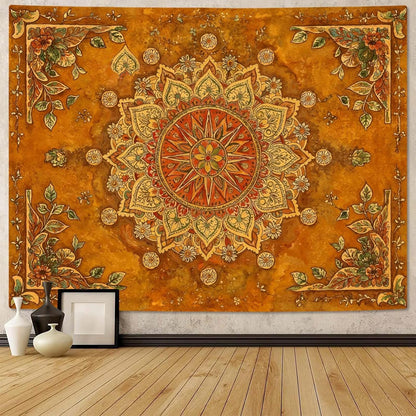 Lunerfex Floral Mandala Tapestry Boho Tapestry for Bedroom Brown Tapestries Wall Hanging Living Room Wall Art and Home Decor 60x80