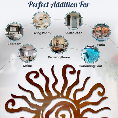 Riverside Designs Wacky Sun Metal Wall Art Indoor/Outdoor Decor - 36" Copper Rust Proof Wall Sculpture - Made in USA - Ideal for Bedroom, Garden, Home, Patio and Farmhouse