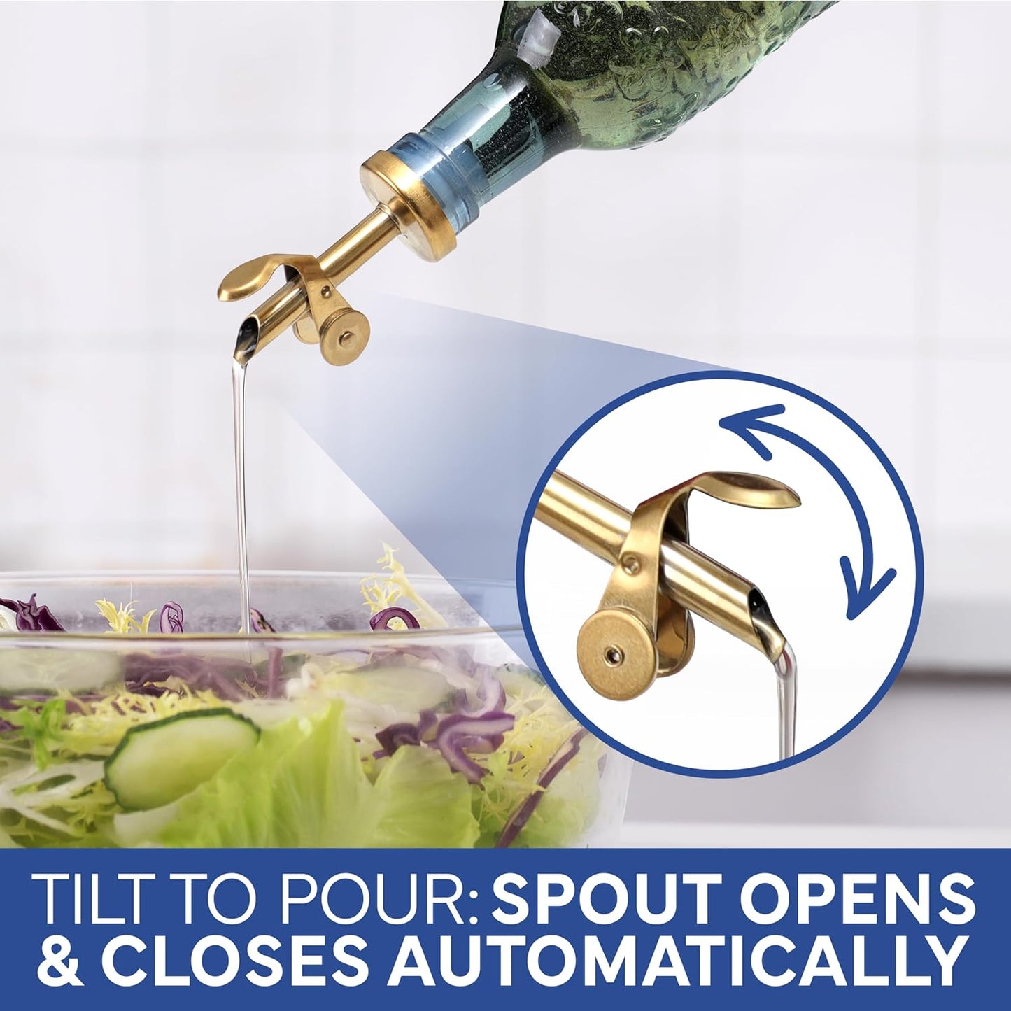 COOK WITH COLOR Glass Olive Oil Bottle Dispenser - 2 Pack- 17oz Oil and Vinegar Cruet - Olive Oil Carafe Decanter for Kitchen