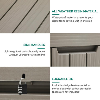 YITAHOME 45 Gallon Deck Box, Outdoor Storage Box for Patio Cushions, Outdoor Tools, Gardening Tools, Sports Equipment, and Throw Pillows, Lockable and Waterproof, Brown