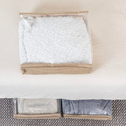 Household Essentials Under Bed Zippered Sweater Storage Bags with Clear Vision Panel, Set of 3
