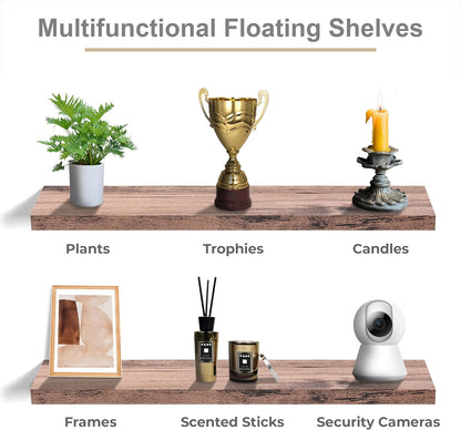 Sorbus Floating Shelves for Wall - 35 Inch Long Bathroom Shelves, Wall Decor for Bedroom, Kitchen, Living Room & Book Storage - Mounted Floating Shelf with Invisible Brackets (Mahogany, 2 Pack)