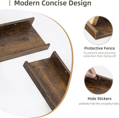 Picture Ledge Shelf, Wood Long Floating Shelves for Wall, Set of 2, 48 inch Picture Ledge Shelves, Photo Ledge Nursery Book Shelves Wall Mounted for Living Room Kids' Room Bedroom, Color Brown